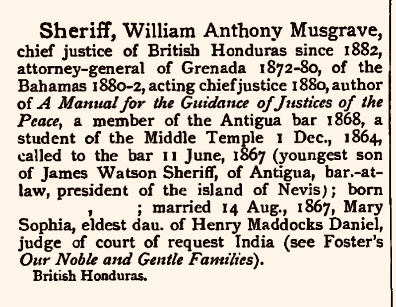 William Anthony Musgrave Sheriff Wins City of Nassau Election Unopposed With 55 Votes Then Immediately Introduces A Bill To Ensure His Pension 1880