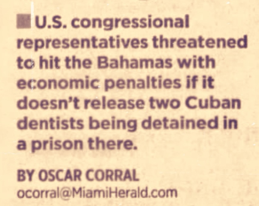 Bahamas threatened with U.S. sanctions as two Cuban dentists detained for almost a year 2006